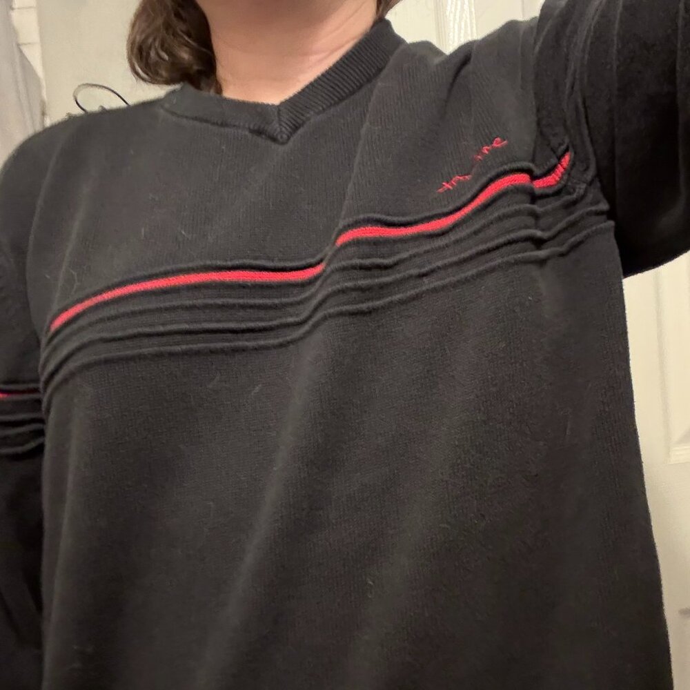 Transnine Mens L black/red v-neck sweater used vintage early00s  *DISCONTINUED*